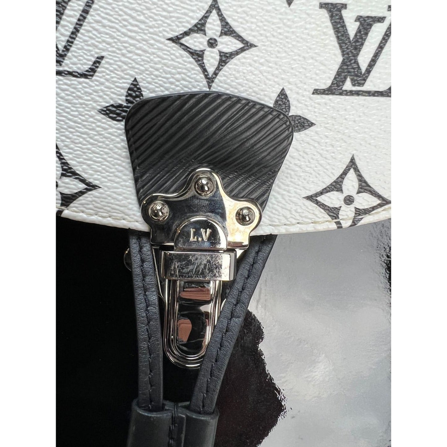 LOUIS VUITTON Hot Springs Backpack White Monogram and Patent Leather