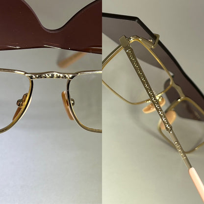 Gucci Flip-Up Sunglasses Rectangle Red Gold frames