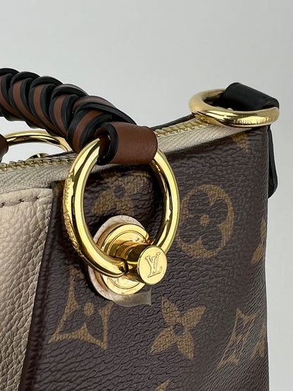Louis Vuitton Monogram Braided V Tote MM White Leather Shoulder Hand Bag