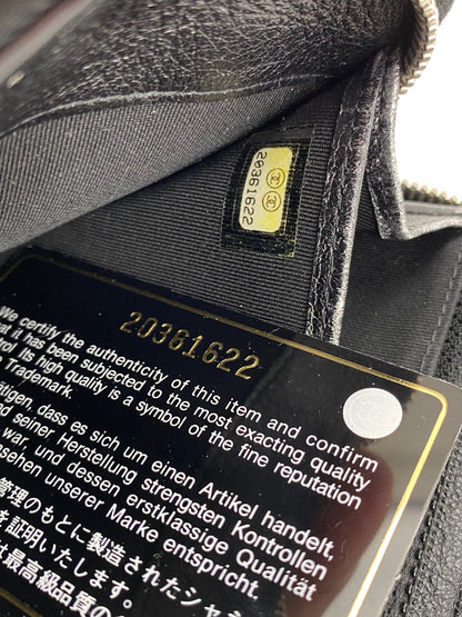 Chanel Perforated Silver Metallic Lambskin Quilted Zip Around Wallet Clutch