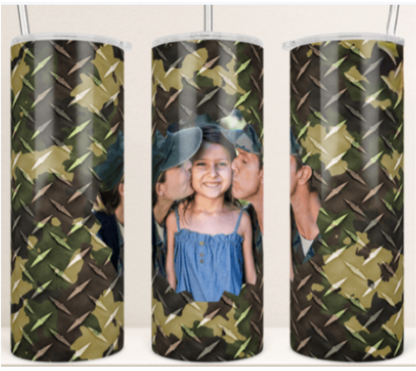 Metal Military Camo Photo Tumbler 