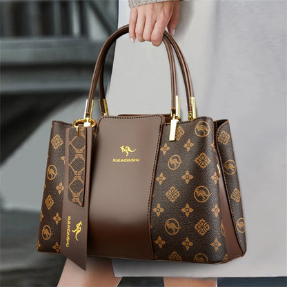 Luxury Fashion Print Large Capacity Soft Leather Handbag