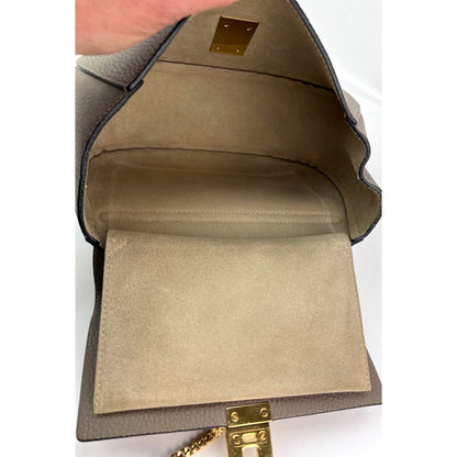 Chloe Small Drew Gray Grained Lambskin Leather Shoulder Cross-body Bag