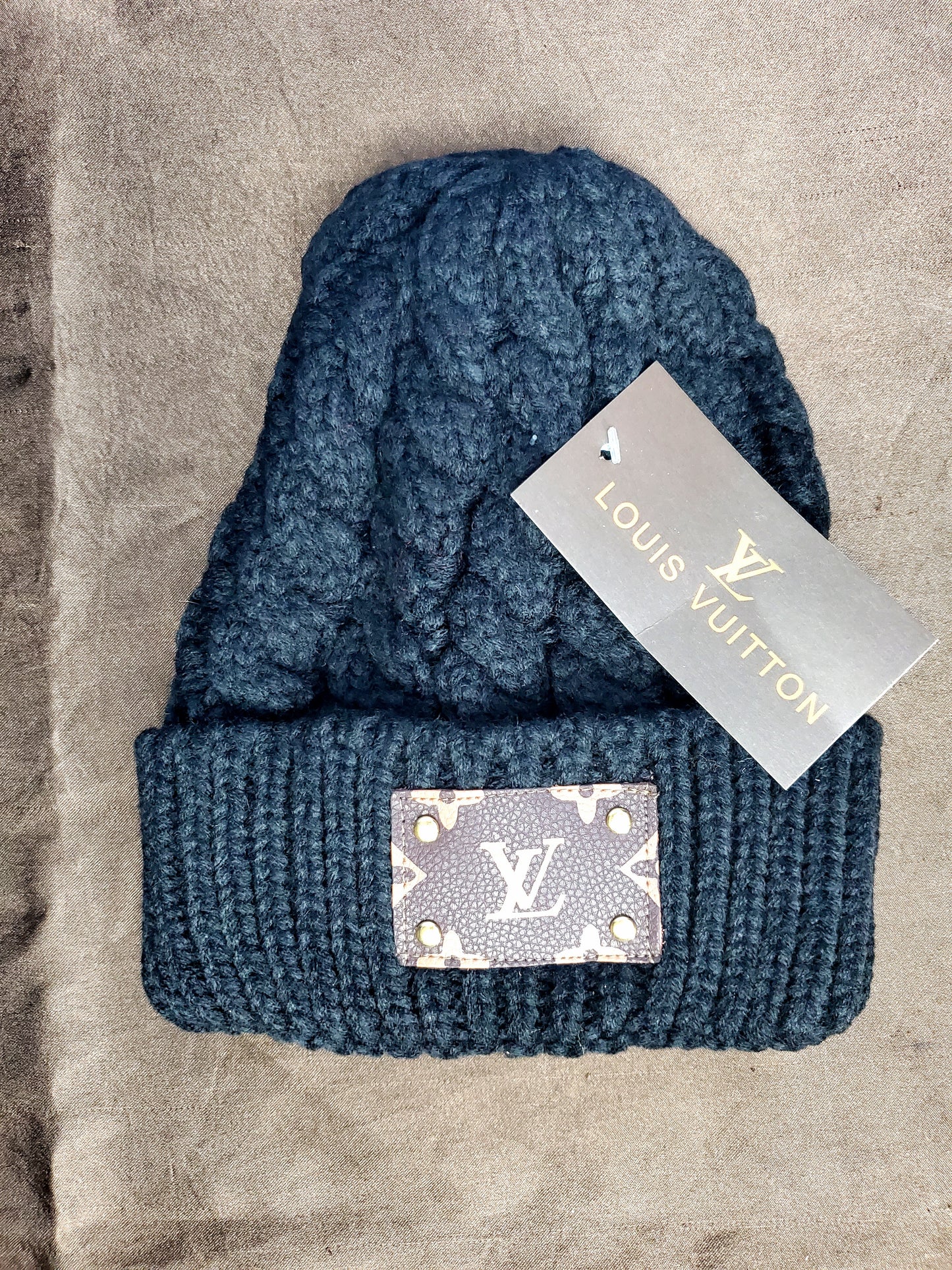 Luxury Leather Patch Logo Winter Hat