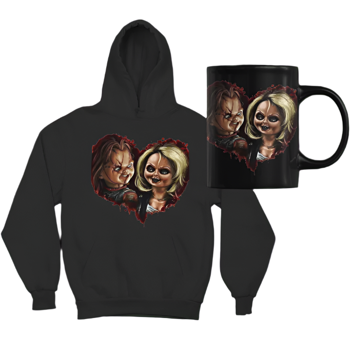 Black Hoodie with Halloween love characters