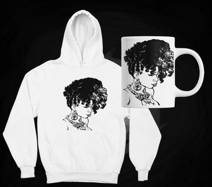 Matching Hoodie and mug with African American Woman