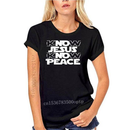 Know Jesus Know Peace Know Crew Neck Comfortable T shirt