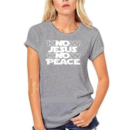 Know Jesus Know Peace Know Crew Neck Comfortable T shirt