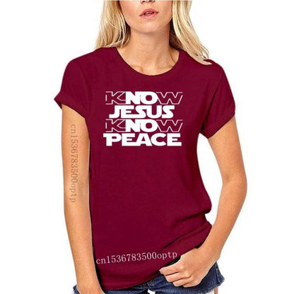 Know Jesus Know Peace Know Crew Neck Comfortable T shirt