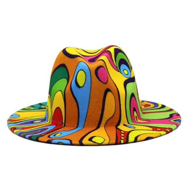 Tie-dye fedora graffiti letters monochrome fedora hat with painted felt