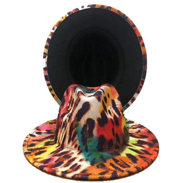 Tie-dye fedora graffiti letters monochrome fedora hat with painted felt