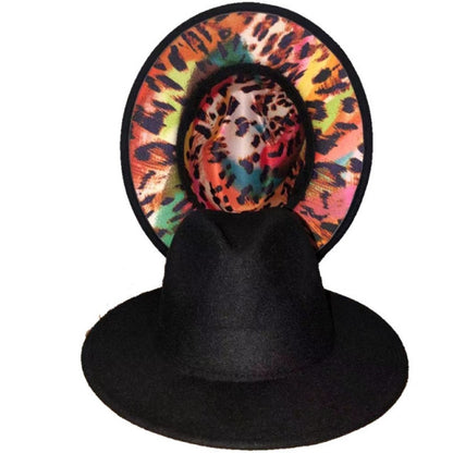 Tie-dye fedora graffiti letters monochrome fedora hat with painted felt