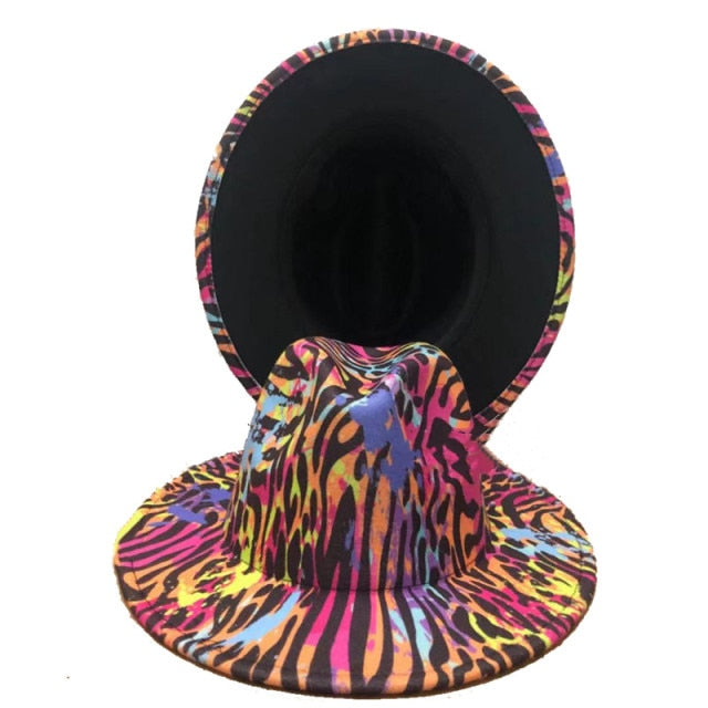 Tie-dye fedora graffiti letters monochrome fedora hat with painted felt